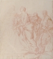 The Visitation of Our Lady (Luke 1:39-56)(recto); Zachariah (verso), Giacomo Zoboli (Italian, Modena 1681–1767 Rome), Red chalk. Verso: faint red chalk studies for the figures of Joseph and Zechariah